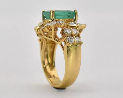 18KT YELLOW GOLD SET FINE COLUMBIAN EMERALD DIAMOND DROP NECKCHAIN - ADDITIONAL PHOTO 12