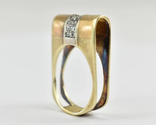 MIDCENTURY VINTAGE 14CT WHITE YELLOW GOLD DIAMOND RING 027CT SIZE Q - ADDITIONAL PHOTO 2