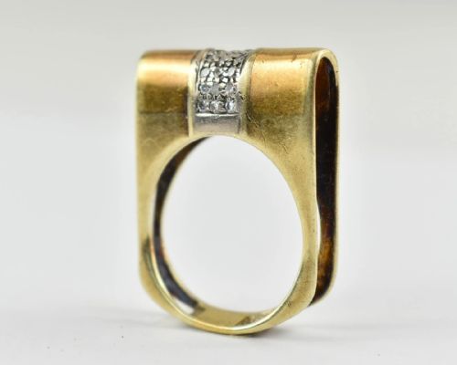 MIDCENTURY VINTAGE 14CT WHITE YELLOW GOLD DIAMOND RING 027CT SIZE Q - ADDITIONAL PHOTO 3