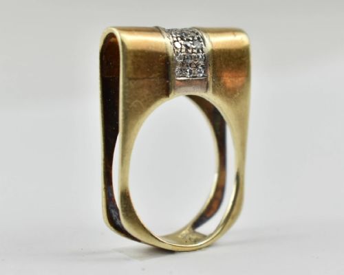 MIDCENTURY VINTAGE 14CT WHITE YELLOW GOLD DIAMOND RING 027CT SIZE Q - ADDITIONAL PHOTO 4