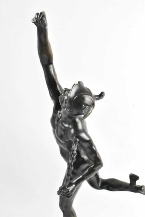 AFTER GIOVANNI BOLOGNA BRONZE MERCURY SCULPTURE ON STONE BRONZE BASE 19TH C - ADDITIONAL PHOTO 7