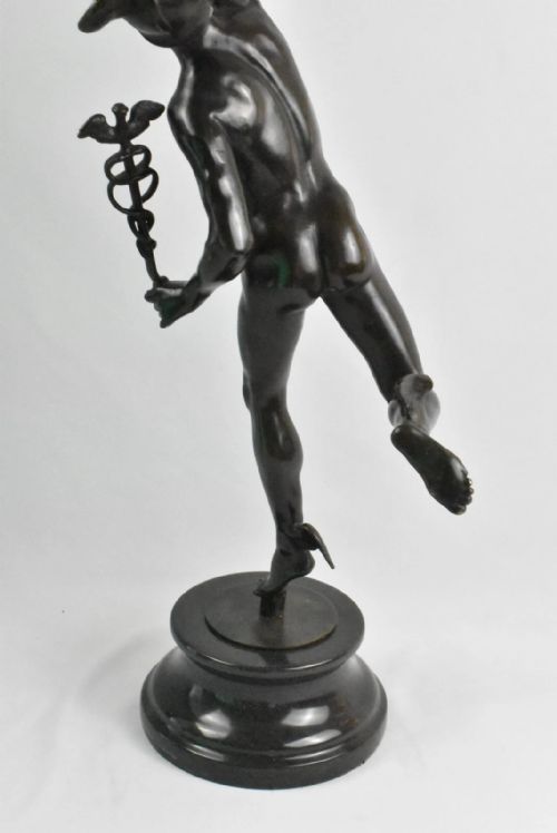 AFTER GIOVANNI BOLOGNA BRONZE MERCURY SCULPTURE ON STONE BRONZE BASE 19TH C - ADDITIONAL PHOTO 11