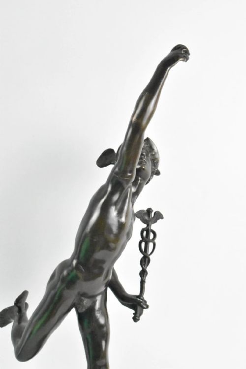 AFTER GIOVANNI BOLOGNA BRONZE MERCURY SCULPTURE ON STONE BRONZE BASE 19TH C - ADDITIONAL PHOTO 16