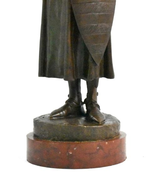 ANTIQUE SIGNED 19THCENTURY BRONZE MEDIEVAL KNIGHT BY LOUISFRANOISFRMIET - ADDITIONAL PHOTO 4
