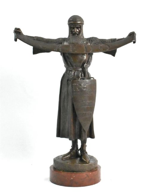 ANTIQUE SIGNED 19THCENTURY BRONZE MEDIEVAL KNIGHT BY LOUISFRANOISFRMIET - ADDITIONAL PHOTO 11