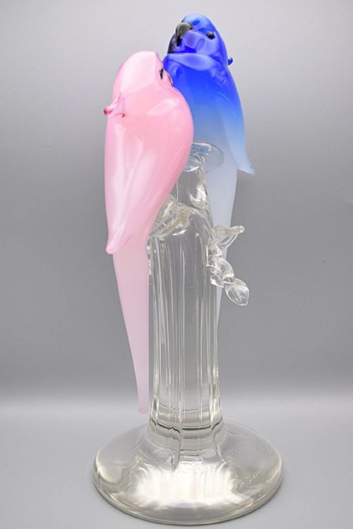 FORAGE ANDROMEDA MURANO ITALY GLASS SCULPTED LOVE BIRDS SIGNED BY A ZUCCHINI - ADDITIONAL PHOTO 1