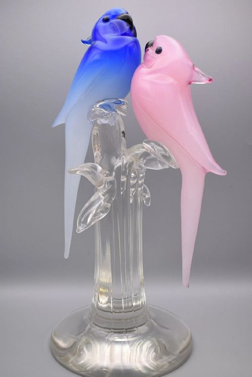 FORAGE ANDROMEDA MURANO ITALY GLASS SCULPTED LOVE BIRDS SIGNED BY A ZUCCHINI - ADDITIONAL PHOTO 2