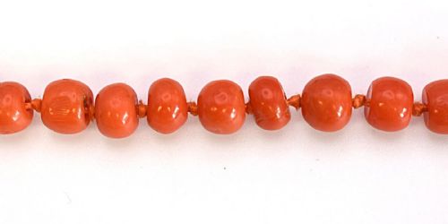 ANTIQUE SINGLE STRANDED BEADED SALMON CORAL NECKLACE WITH SILVER CLASP 51 - ADDITIONAL PHOTO 4
