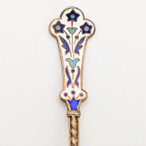 CASED HARRODS LONDON SET OF 6 DAVID ANDERSEN SILVER ENAMEL SPOONS NORWAY CA 1900 - ADDITIONAL PHOTO 4