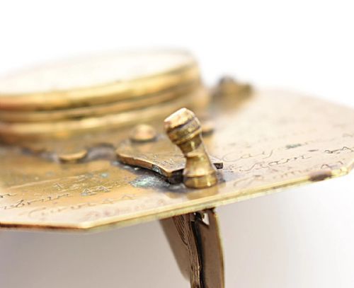 ANTIQUE FRENCH BUTTERFIELD POCKET COMPASS SUNDIAL CIRCA 1700'S - ADDITIONAL PHOTO 7