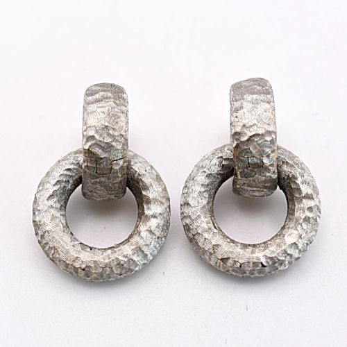 a stylish vintage mid century nicolis cola 18ct 750 white gold earrings 192g - CATEGORY: ANTIQUE JEWELLERY - DATED 1950