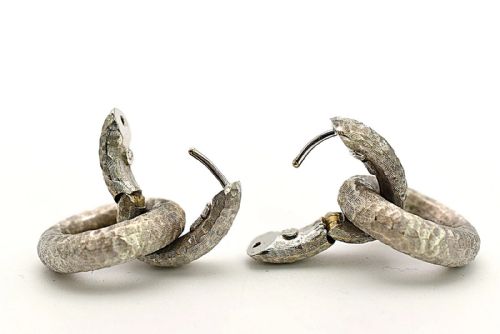 A STYLISH VINTAGE MID CENTURY NICOLIS COLA 18CT 750 WHITE GOLD EARRINGS 192G - ADDITIONAL PHOTO 3