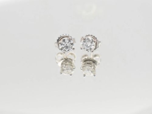 ANTIQUE PAIR OF 100CT DIAMOND STUD EARRINGS 14K WHITE GOLD VS2SI1 - ADDITIONAL PHOTO 1