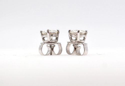ANTIQUE PAIR OF 100CT DIAMOND STUD EARRINGS 14K WHITE GOLD VS2SI1 - ADDITIONAL PHOTO 2