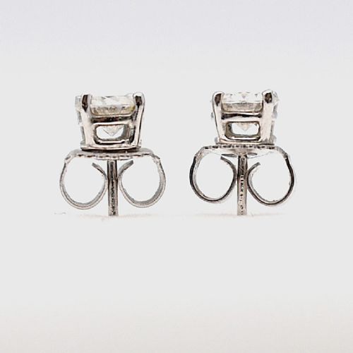 ANTIQUE PAIR OF 100CT DIAMOND STUD EARRINGS 14K WHITE GOLD VS2SI1 - ADDITIONAL PHOTO 4