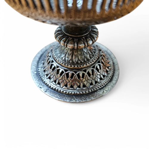 ANTIQUE INDIAN SOLID SILVER WIREWORK COMPOTE CIRCA 19TH EARLY 20TH CENTURY - ADDITIONAL PHOTO 3