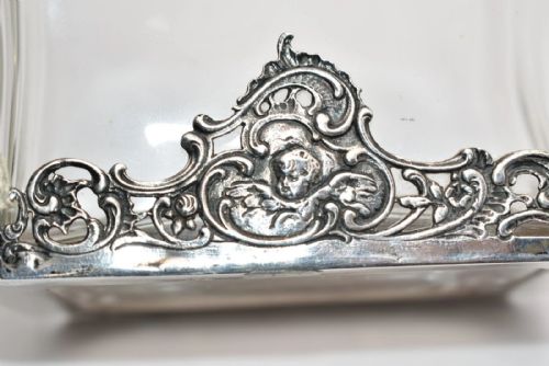 ANTIQUE SILVER MOUNTED GLASS DECANTER FIGURINE TOP FLORAL ETCHING 24CM - ADDITIONAL PHOTO 9