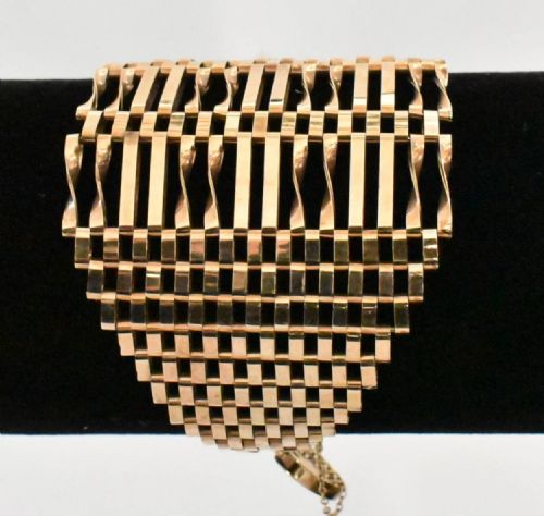 VINTAGE RARE EXTRA WIDE 9CT ROSE GOLD RC CO 14 BAR GATE LINK BRACELET - ADDITIONAL PHOTO 2
