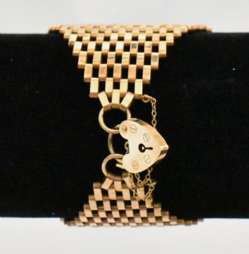 VINTAGE RARE EXTRA WIDE 9CT ROSE GOLD RC CO 14 BAR GATE LINK BRACELET - ADDITIONAL PHOTO 3