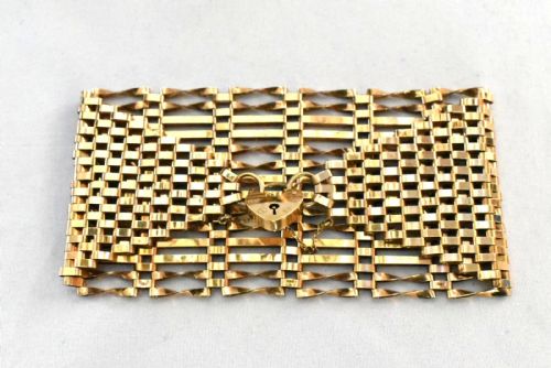 VINTAGE RARE EXTRA WIDE 9CT ROSE GOLD RC CO 14 BAR GATE LINK BRACELET - ADDITIONAL PHOTO 5