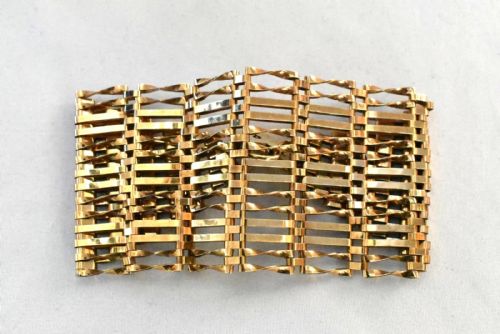 VINTAGE RARE EXTRA WIDE 9CT ROSE GOLD RC CO 14 BAR GATE LINK BRACELET - ADDITIONAL PHOTO 6