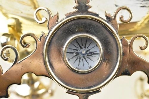 19TH CENTURY LARGE HIGH QUALITY ANTIQUE BRASS MODEL SHIP WITH A CENTRAL COMPASS - ADDITIONAL PHOTO 14