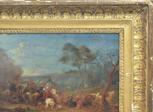 A ITALIAN SCHOOL 18TH CENTURY OIL ON CANVAS CAVALRY SKIRMISH SCENE CA 1750 - ADDITIONAL PHOTO 4