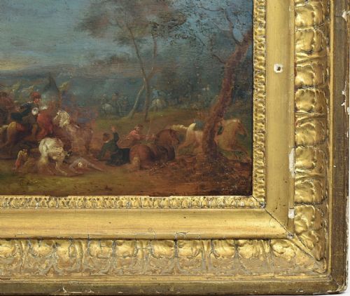 A ITALIAN SCHOOL 18TH CENTURY OIL ON CANVAS CAVALRY SKIRMISH SCENE CA 1750 - ADDITIONAL PHOTO 5