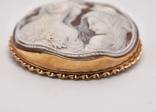 ANTIQUE SHELL CARVED CAMEO MOUNTED ON 9CT GOLD DETAILED MOUNT - ADDITIONAL PHOTO 2