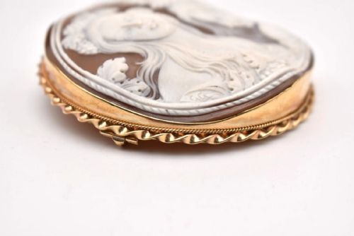 ANTIQUE SHELL CARVED CAMEO MOUNTED ON 9CT GOLD DETAILED MOUNT - ADDITIONAL PHOTO 6