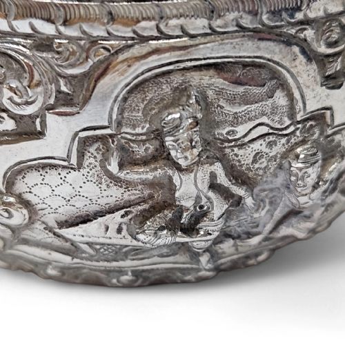 ANTIQUE SOLID SILVER REPOUSS BOWL INTRICATE HANDCHASED FIGURES SOUTHEAST A - ADDITIONAL PHOTO 6