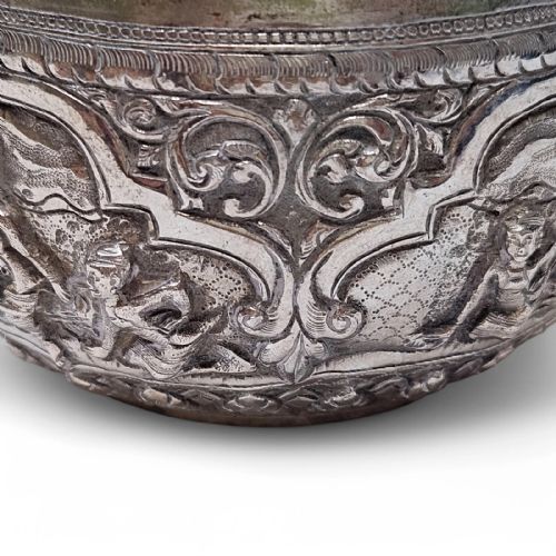 ANTIQUE SOLID SILVER REPOUSS BOWL INTRICATE HANDCHASED FIGURES SOUTHEAST A - ADDITIONAL PHOTO 7