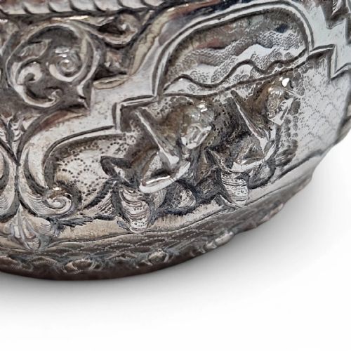 ANTIQUE SOLID SILVER REPOUSS BOWL INTRICATE HANDCHASED FIGURES SOUTHEAST A - ADDITIONAL PHOTO 9