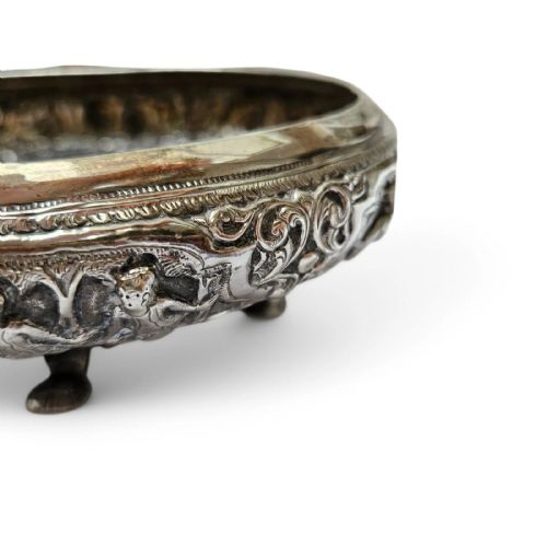 ANTIQUE THAI SOLID SILVER FOOTED BOWL INTRICATELY HANDCRAFTED ORNATE DESIGN - ADDITIONAL PHOTO 1