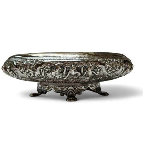 ANTIQUE THAI SOLID SILVER FOOTED BOWL INTRICATELY HANDCRAFTED ORNATE DESIGN - ADDITIONAL PHOTO 2