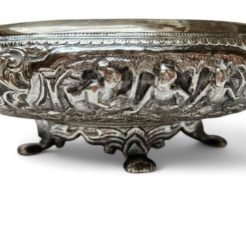 ANTIQUE THAI SOLID SILVER FOOTED BOWL INTRICATELY HANDCRAFTED ORNATE DESIGN - ADDITIONAL PHOTO 3