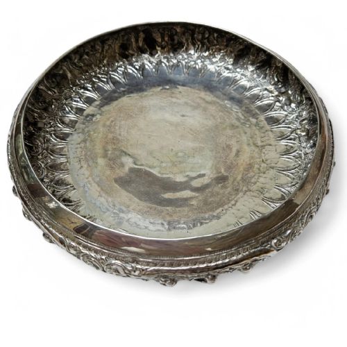 ANTIQUE THAI SOLID SILVER FOOTED BOWL INTRICATELY HANDCRAFTED ORNATE DESIGN - ADDITIONAL PHOTO 4