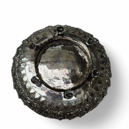 ANTIQUE THAI SOLID SILVER FOOTED BOWL INTRICATELY HANDCRAFTED ORNATE DESIGN - ADDITIONAL PHOTO 5