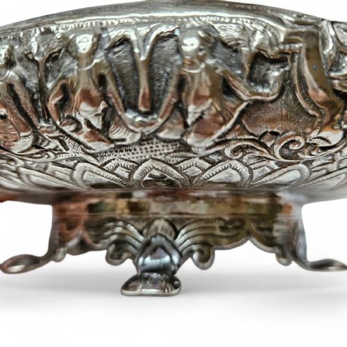 ANTIQUE THAI SOLID SILVER FOOTED BOWL INTRICATELY HANDCRAFTED ORNATE DESIGN - ADDITIONAL PHOTO 6