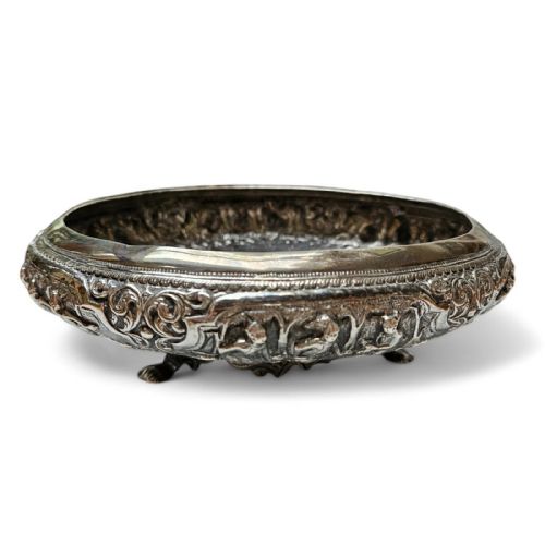 ANTIQUE THAI SOLID SILVER FOOTED BOWL INTRICATELY HANDCRAFTED ORNATE DESIGN - ADDITIONAL PHOTO 17