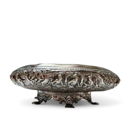 ANTIQUE THAI SOLID SILVER FOOTED BOWL INTRICATELY HANDCRAFTED ORNATE DESIGN - ADDITIONAL PHOTO 18