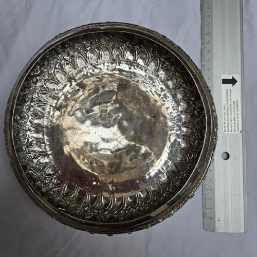 ANTIQUE THAI SOLID SILVER FOOTED BOWL INTRICATELY HANDCRAFTED ORNATE DESIGN - ADDITIONAL PHOTO 19