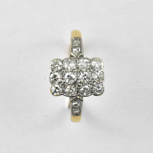 ANTIQUE EDWARDIAN DIAMOND SET RECTANGLE CLUSTER PANEL RING 18CT GOLD PLATINUM - ADDITIONAL PHOTO 4