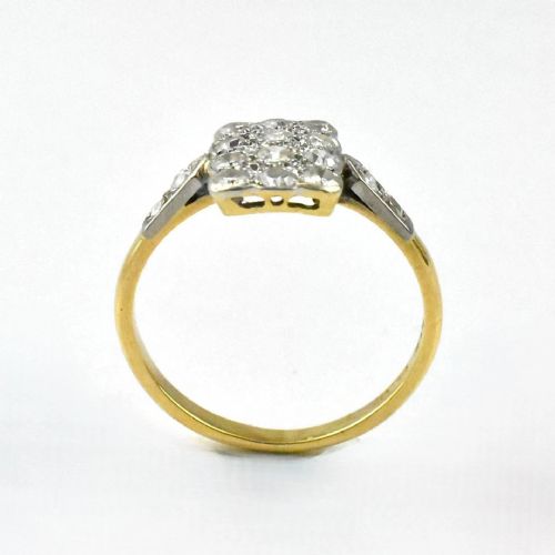 ANTIQUE EDWARDIAN DIAMOND SET RECTANGLE CLUSTER PANEL RING 18CT GOLD PLATINUM - ADDITIONAL PHOTO 5