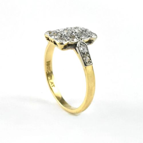 ANTIQUE EDWARDIAN DIAMOND SET RECTANGLE CLUSTER PANEL RING 18CT GOLD PLATINUM - ADDITIONAL PHOTO 6