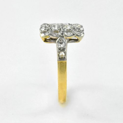 ANTIQUE EDWARDIAN DIAMOND SET RECTANGLE CLUSTER PANEL RING 18CT GOLD PLATINUM - ADDITIONAL PHOTO 7