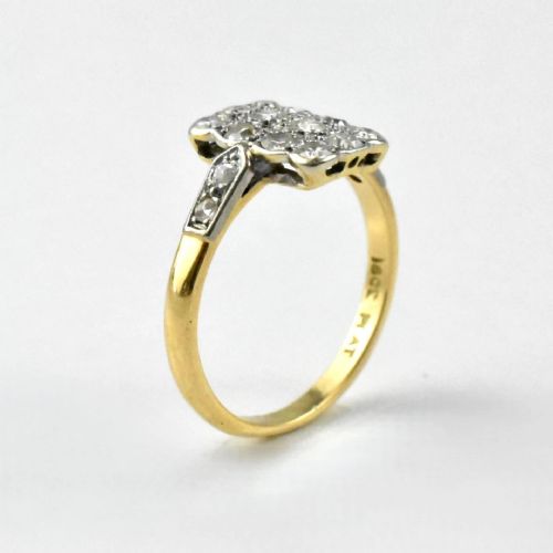 ANTIQUE EDWARDIAN DIAMOND SET RECTANGLE CLUSTER PANEL RING 18CT GOLD PLATINUM - ADDITIONAL PHOTO 8