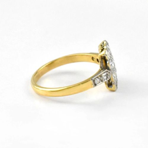 ANTIQUE EDWARDIAN DIAMOND SET RECTANGLE CLUSTER PANEL RING 18CT GOLD PLATINUM - ADDITIONAL PHOTO 9