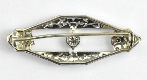 ANTIQUE 1920S ART DECO PLATINUM DIAMOND BROOCH - ADDITIONAL PHOTO 1