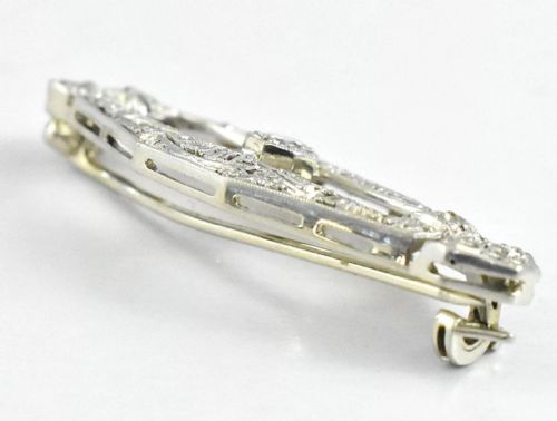 ANTIQUE 1920S ART DECO PLATINUM DIAMOND BROOCH - ADDITIONAL PHOTO 3